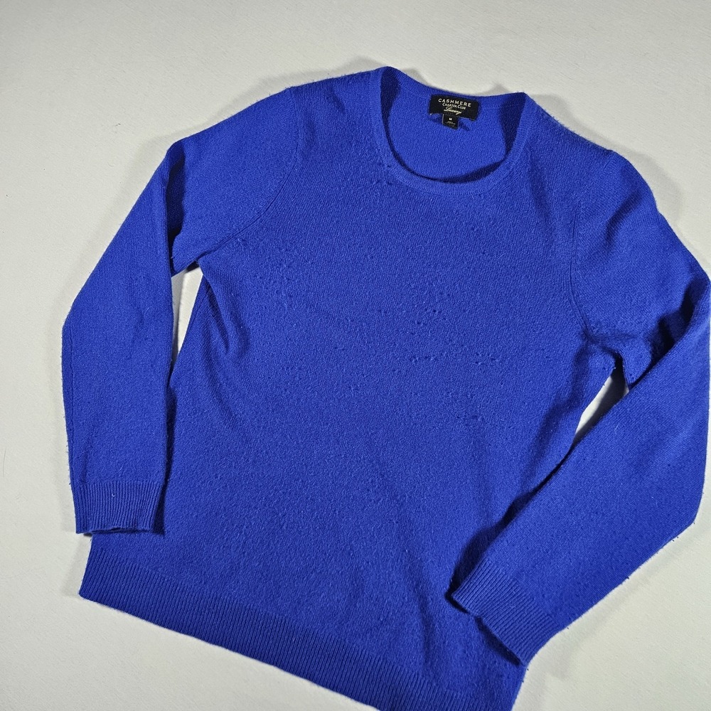 Charter Club Luxury 100% Cashmere Sweater Royal Blue Crew Neck Women's Size M